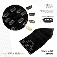 Clip in Hair Extensions 70G Jet Black 100% Remy Human Hair Clip in Extensions Silky Straight for Fashion Women 7pcs 16clips One Pack (20 Inch #1)