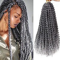 7 Packs Passion Twist Hair 18 Inch Water Wave Synthetic Braids for Passion Twist crochet Braiding Hair goddess Locs Long Bohemian Locs Hair (22StrandsPack, T1bgray)