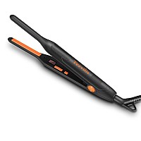 Terviiix Small Flat Iron for Short Hair, Temperature Adjustable Pencil Flat Iron Fast Heat Up, 3/10 Inch Beard Straightening Iron Dual Voltage with Tourmaline Ceramic Plates, Auto Shut Off