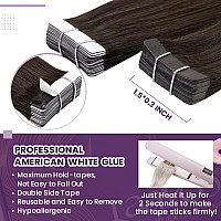 Laavoo Human Hair Tape In Extensions Brown Hair Extensions Tape In Real Human Hair 18 Inch 40Pcs 100G 4 Dark Brown Invisible Hu