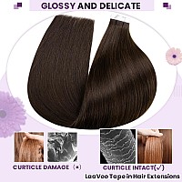 Laavoo Human Hair Tape In Extensions Brown Hair Extensions Tape In Real Human Hair 18 Inch 40Pcs 100G 4 Dark Brown Invisible Hu