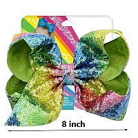 4Pcs/8 Inch Glitter Sequin Bows For Girls Gift, Kalolary Large Hair Bows Alligator Clips Grosgrain Ribbon Hair Barrettes Accessories For Toddler Teens Girls Christmas Holiday Present