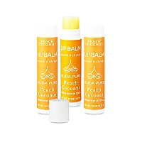 Alida Pure Peach Coconut Lip Balm Collection Vegan Lip Balm Set Lip Balm Beeswax Free With Avocado Oil Organic Jojoba Oil