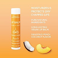 Alida Pure Peach Coconut Lip Balm Collection Vegan Lip Balm Set Lip Balm Beeswax Free With Avocado Oil Organic Jojoba Oil