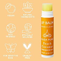 Alida Pure Peach Coconut Lip Balm Collection Vegan Lip Balm Set Lip Balm Beeswax Free With Avocado Oil Organic Jojoba Oil