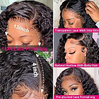 Foreverlove Deep Wave Lace Front Wigs Human Hair Pre Plucked 16 Inch Brazilian 13x4 HD Transparent Lace Frontal Deep Curly Wigs for Black Women 150% Density Remy Human Hair Wigs