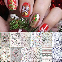 1500 Patterns Christmas Nail Art Stickers Decals Kalolary Selfadhesive Nail Stickers Santa Claus Snowflake Snowman Christmas