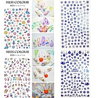 1500 Patterns Christmas Nail Art Stickers Decals Kalolary Selfadhesive Nail Stickers Santa Claus Snowflake Snowman Christmas