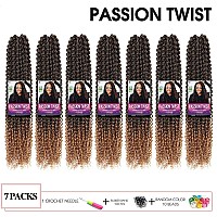 Pelokaa Passion Twist Hair 18 Inch 7Packs Ombre Blonde Water Wave Crochet Braids Synthetic Braiding Hair Extensions 18 Inch 7