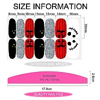 Silpecwee 6 Sheets Nail Polish Stickers Full Nail Wraps Halloween Christmas Holiday Nails Design Self Adhesive Nail Polish Strip