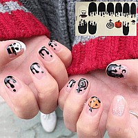 Silpecwee 6 Sheets Nail Polish Stickers Full Nail Wraps Halloween Christmas Holiday Nails Design Self Adhesive Nail Polish Strip