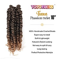 Toyotress Tiana Passion Twist Hair 10 Inch 8 Packs Pretwisted Passion Twists Ombre Blonde Prelooped Crochet Braids Made Of