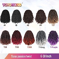 Toyotress Tiana Passion Twist Hair 10 Inch 8 Packs Pretwisted Passion Twists Ombre Blonde Prelooped Crochet Braids Made Of