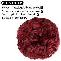 Qunlinta Messy Hair Bun Thick Updo Scrunchies Ponytail Extension Hair Extensions Hair Pieces For Women Dark Red