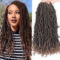 Leeven 18 Inch Ombre Blonde New Soft Locs Crochet Braids Hair 7 Packs Prelooped Curly Wavy Goddess Faux Locs Crochet Hair For W