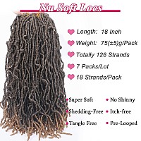 Leeven 18 Inch Ombre Blonde New Soft Locs Crochet Braids Hair 7 Packs Prelooped Curly Wavy Goddess Faux Locs Crochet Hair For W