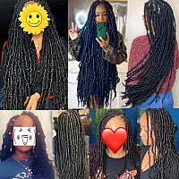 Leeven 18 Inch Ombre Blonde New Soft Locs Crochet Braids Hair 7 Packs Prelooped Curly Wavy Goddess Faux Locs Crochet Hair For W