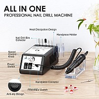 Professional Electric Nail Drill Machine Nail File Drill Set Kit For Acrylic Nails Gel Nail Nail Art Polisher Setsblack