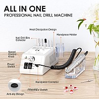 Subay Professional Finger Toe Nail Care Electric Nail Drill Machine Manicure Pedicure Kit Electric Nail Art File Drill With 1 Pa