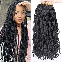 Leeven 18 Inch 7 Packs Prelooped New Faux Locs Crochet Braids 126 Roots Natural Black Soft Locs Crochet Hair 1B Goddess Locs H