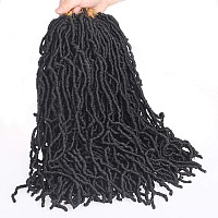 Leeven 18 Inch 7 Packs Prelooped New Faux Locs Crochet Braids 126 Roots Natural Black Soft Locs Crochet Hair 1B Goddess Locs H