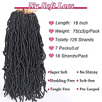 Leeven 18 Inch 7 Packs Prelooped New Faux Locs Crochet Braids 126 Roots Natural Black Soft Locs Crochet Hair 1B Goddess Locs H