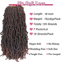 Leeven 18 Inch New Faux Locs Crochet Braids 126 Roots Prelooped Soft Locs Crochet Hair Ombre Brown Goddess Locs Dreadlocks Hair