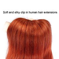 20 Clip In Human Hair Extensions Full Head 180G 7 Pieces 16 Clips Copper Red Double Weft Brazilian Real Remy Hair Extensions Th