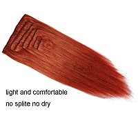 20 Clip In Human Hair Extensions Full Head 180G 7 Pieces 16 Clips Copper Red Double Weft Brazilian Real Remy Hair Extensions Th