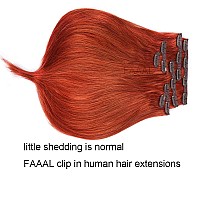 16 Clip In Human Hair Extensions Full Head 130G 7 Pieces 16 Clips Copper Red Double Weft Brazilian Real Remy Hair Extensions Th