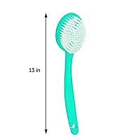 Decorrack Bath Brush With Bristles Long Handle For Exfoliating Back Body And Feet Bath And Shower Scrubber Green 1 Pack