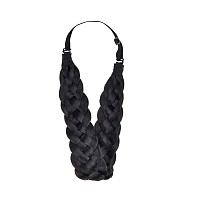 TOECWEGR 5 Strands Synthetic Hair Braided Headband Hairpiece Classic Chunky Wide Plaited Braids ElasticMulti-Color Headband Ladies Beauty Headwear