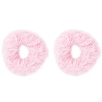 Small Fuzzy Fur Scrunchies Furry Pony Holder Set Of 2 Light Pink