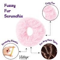 Small Fuzzy Fur Scrunchies Furry Pony Holder Set Of 2 Light Pink