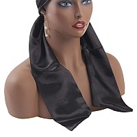 Leeven 1 Pcs Wig Grip Band Silky Satin Edge Laying Scarf For Women Black Satin Wrapping Scarf For Lace Frontal Wigs Non Slip Hai