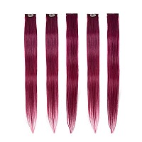 Winsky Burgundy Clip In Colored Hair Extensions 100 Real Human Hair Straight Highlights Colored Clip On Christmas Hairpieces