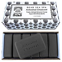 One With Nature 4Oz 6Pack Charcoal Soap Bar In Gift Box For Face Body Acne All Skin Types Contains Dead Sea Salt Activated