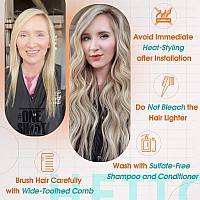 Hetto Sew in Human Hair Weft Extensions Viking Blonde Highlighted Brazilian Weft Human Hair Bundles 18 Inch 100g Full Head Double Weft Hair Extensions