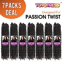 Pelokaa Passion Twist Hair 18 Inch 7Packs Dark Brown Water Wave Crochet Braids Synthetic Braiding Hair Extensions 18 Inch 7Pa