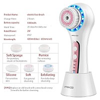 UMICKOO Face Scrubber Exfoliator,Facial Cleansing Brush Rechargeable IPX7 Waterproof with 5 Brush Heads,Electric Face Spin Brush for Exfoliating, Massaging and Deep Cleansing