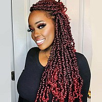 Passion Twist Hair 18 Inch 7Packs Ombre Burgundy Water Wave Crochet Braids Synthetic Braiding Hair Extensions 18 Inch 7Packs