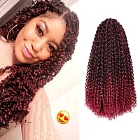 Passion Twist Hair 18 Inch 7Packs Ombre Burgundy Water Wave Crochet Braids Synthetic Braiding Hair Extensions 18 Inch 7Packs