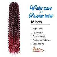 Passion Twist Hair 18 Inch 7Packs Ombre Burgundy Water Wave Crochet Braids Synthetic Braiding Hair Extensions 18 Inch 7Packs