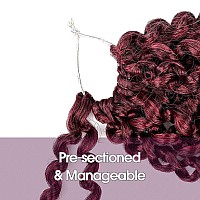 Passion Twist Hair 18 Inch 7Packs Ombre Burgundy Water Wave Crochet Braids Synthetic Braiding Hair Extensions 18 Inch 7Packs