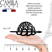 Camila Paris Cp2867 French Hair Bun Clip Maker Cover Cap Holder Black Round Dome Bun Hair Clip For Women Hair Updo Styling Ha