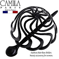 Camila Paris Cp2867 French Hair Bun Clip Maker Cover Cap Holder Black Round Dome Bun Hair Clip For Women Hair Updo Styling Ha