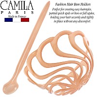 Camila Paris Cp2891 French Hair Bun Clip Beige Round Dome Cap Holder For Womens Updo Styling No Slip And Durable Made In Fr