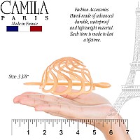 Camila Paris Cp2891 French Hair Bun Clip Beige Round Dome Cap Holder For Womens Updo Styling No Slip And Durable Made In Fr