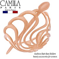 Camila Paris Cp2891 French Hair Bun Clip Beige Round Dome Cap Holder For Womens Updo Styling No Slip And Durable Made In Fr