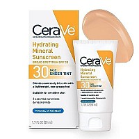 ceraVe Tinted Sunscreen with SPF 30 Hydrating Mineral Sunscreen With Zinc Oxide & Titanium Dioxide Sheer Tint for Healthy glow 17 Fluid Ounce